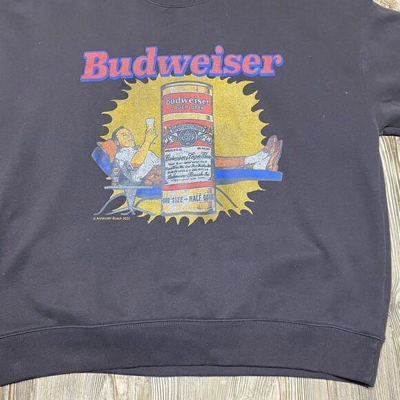 Abercrombie & Fitch Budweiser Online Exclusive Crewneck Sweatshirt Sz L Black - Picture 3 of 8